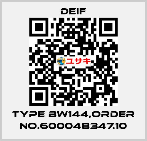 Type BW144,Order No.600048347.10 Deif