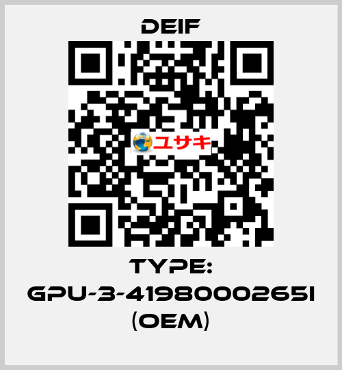 Type: GPU-3-4198000265I (OEM) Deif