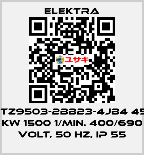 1TZ9503-2BB23-4JB4 45 kW 1500 1/min. 400/690 Volt, 50 Hz, IP 55 ELEKTRA