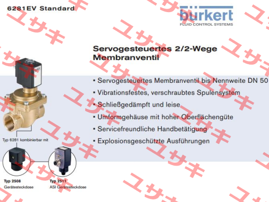 5281 A 25,0 NBR MS G1 PN0,2-16bar 24V DC replaced by 2/2-Wege-Magnetventil Typ 6281 Burkert