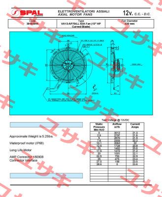 VA13-AP70/LL-63A D330 12V SPAL