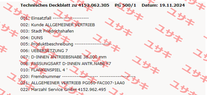 4152.062.305:000 / PG 500/1 ZF Friedrichshafen