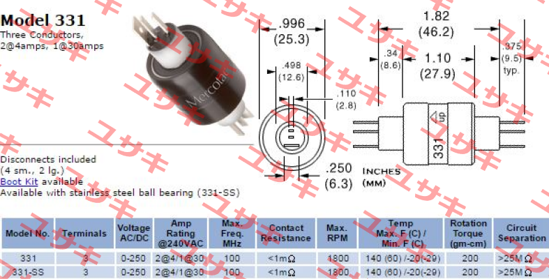 LM03-03310-S0 , Type 331-VA  Mercotac