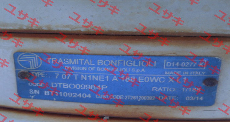 707 T N1NE1 A 188 E0WC X L1 Bonfiglioli