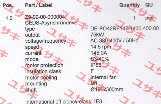 Type DE-PO42RF147-1430.400.00  Ceds Duradrive