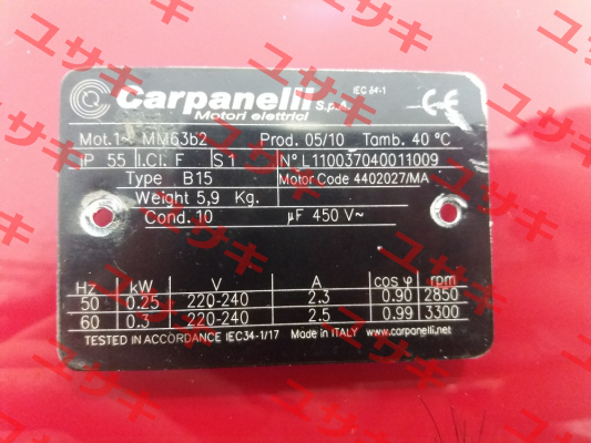 Mot.1 MM63b2  Motor Code: 4402027/MA Type: B15 Carpanelli