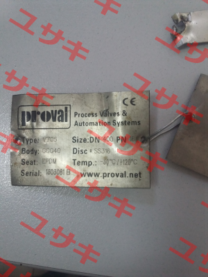 Type: V705  Serial:1303081 B DN400  Proval