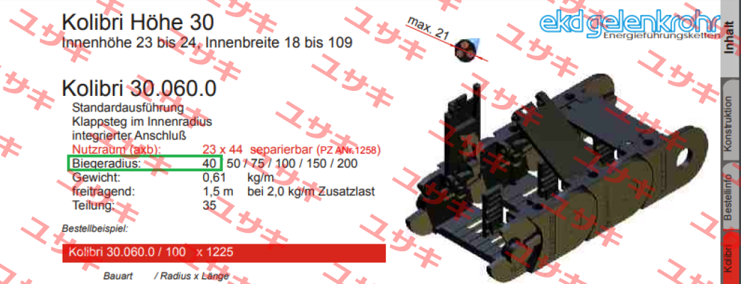 Kolibri 30.060.0/40 Ekd Gelenkrohr