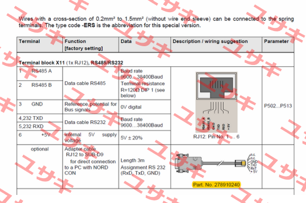 RJ12/SUB-D SO RS232  Nord