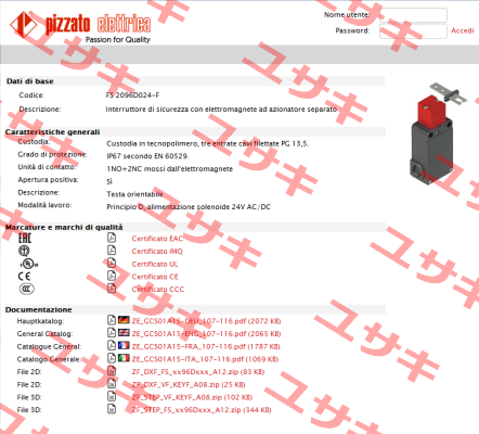 FS 2096D024-F Pizzato Elettrica